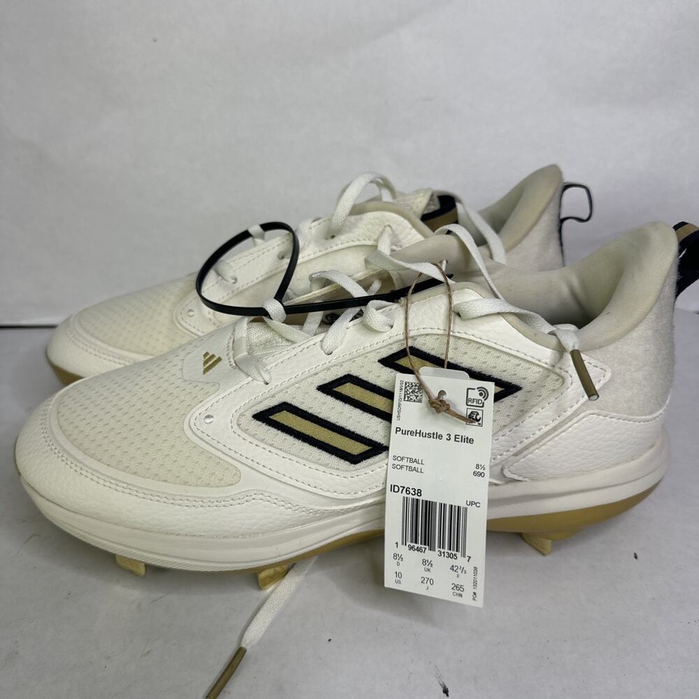 Adidas Pure Hustle 3 Elite Women’s Softball Cleats White Gold Size 10 ID7638